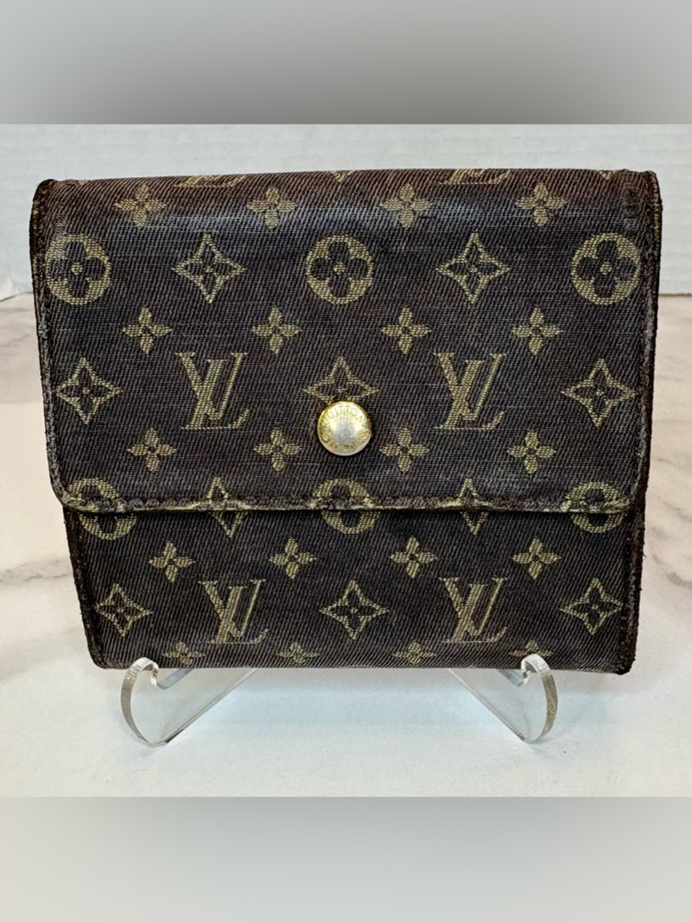 Louis Vuitton Brown Denim compact tri fold wallet